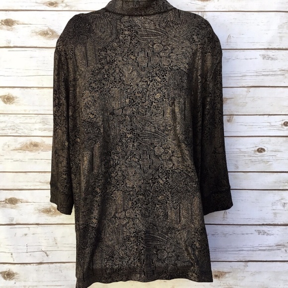 Long Plus Size Black Gold Top / Jacket by Vikki Vi - Picture 4 of 8